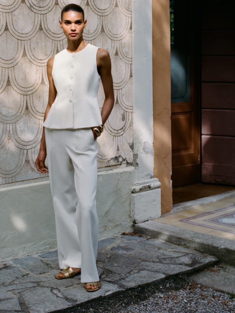 Zara NWT high waisted wide leg trousers ecru 8457/735 - Picture 4 of 5